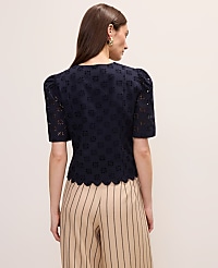 Eyelet Tie Front Blouse carousel Product Image 2
