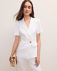 The Short Sleeve Blazer in Linen Blend carousel Product Image 1