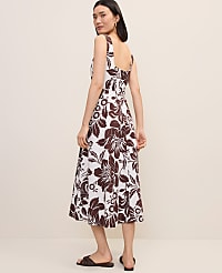 Petite Floral Flare Midi Dress in Linen Blend carousel Product Image 2