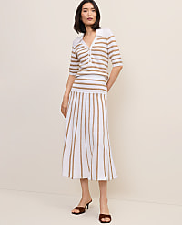 Striped A-Line Sweater Midi Skirt carousel Product Image 1
