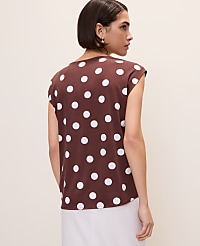 Polka Dot Mixed Media Cowl Neck Top carousel Product Image 2
