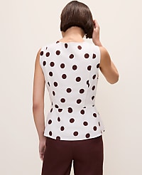 Polka Dot Peplum Tank Top in Linen Blend carousel Product Image 2