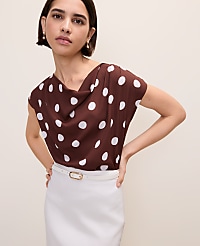 Polka Dot Mixed Media Cowl Neck Top carousel Product Image 3