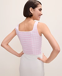 Gingham Linen Blend Tank Top carousel Product Image 2