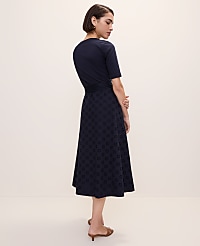 Belted Eyelet Flare Midi Dress carousel Product Image 2