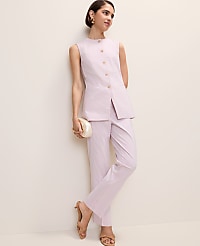 The Petite Long Crew Neck Vest in Seersucker carousel Product Image 3