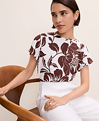 Floral Mixed Media Crew Neck Tee carousel Product Image 1