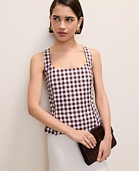 Peplum Tank Top in Gingham carousel Product Image 3