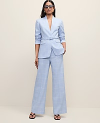 The Collarless Belted Blazer in Windowpane carousel Product Image 1