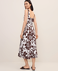Floral Flare Midi Dress in Linen Blend carousel Product Image 2