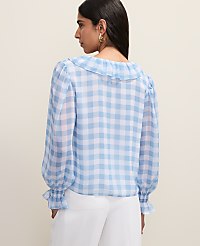 Petite Gingham Ruffle Trim Blouse carousel Product Image 2
