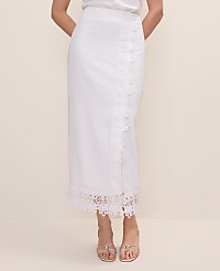 Petite Wrap Midi Skirt in Linen Blend carousel Product Image 2