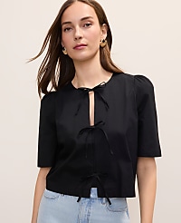 Tie Front Short Sleeve Blouse carousel Product Image 1
