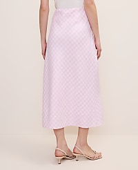 Gingham Linen Blend Midi Slip Skirt carousel Product Image 3