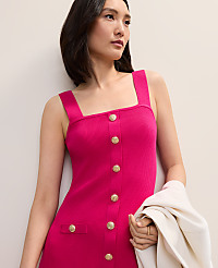 Petite Ribbed Button Sweater Dress carousel Product Image 3