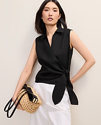 Tie Waist Blouse in Linen carousel Product Image 1