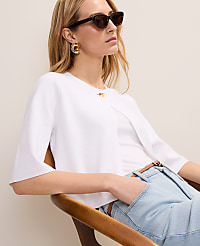 Petite Crew Neck Sweater Cape carousel Product Image 3