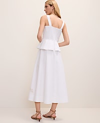 Embroidered Peplum Flare Midi Dress carousel Product Image 2