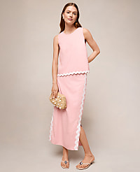 Petite Midi Skirt in Linen Blend carousel Product Image 4