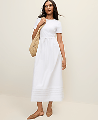Petite Weekend Mixed Media Crew Neck Midi Dress carousel Product Image 1