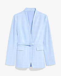 The Collarless Belted Blazer in Windowpane carousel Product Image 5