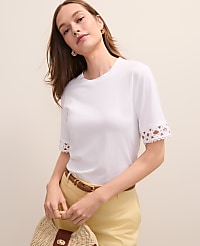 Petite Crochet Trim Relaxed Tee carousel Product Image 1