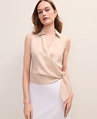 Petite Tie Waist Blouse in Linen carousel Product Image 1