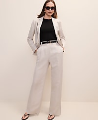 The Petite Pleated Straight Pant in Linen Blend carousel Product Image 1