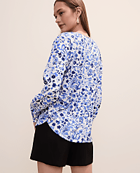 Petite Paisley Mixed Media Pleat Front Top carousel Product Image 2
