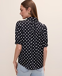 Polka Dot Bow Blouse in Satin carousel Product Image 2