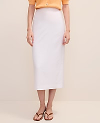 The Clean Midi Skirt in Linen Blend carousel Product Image 2