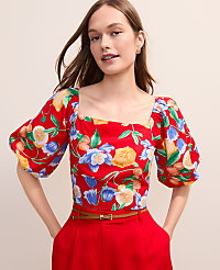 Floral Puff Sleeve Blouse carousel Product Image 1