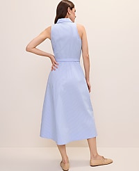 Petite Striped Collared Halter Midi Dress carousel Product Image 2
