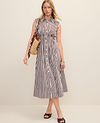 Petite Weekend Striped Pleated Midi Shirtdress carousel Product Image 1