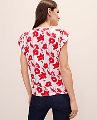 Petite Mixed Media Floral Flutter Sleeve Top carousel Product Image 2
