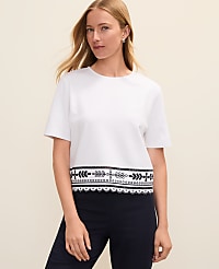 Petite Embroidered Crew Neck Top carousel Product Image 1