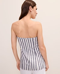 Striped Strapless Top in Linen Blend carousel Product Image 2