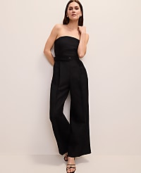 Belted Strapless Jumpsuit in Linen Blend carousel Product Image 1