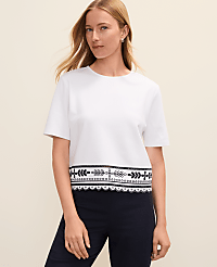 Embroidered Crew Neck Top carousel Product Image 1