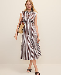 Weekend Striped Pleated Midi Shirtdress carousel Product Image 1