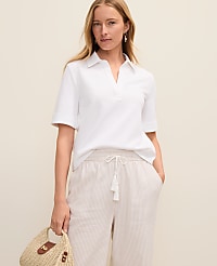 Weekend Split Neck Polo Top carousel Product Image 1