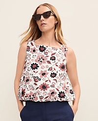 Weekend Floral Tank Top in Linen Blend carousel Product Image 1