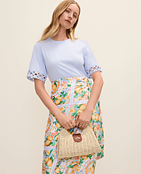 Petite Crochet Trim Relaxed Tee carousel Product Image 1
