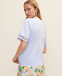 Petite Crochet Trim Relaxed Tee carousel Product Image 2