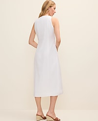 Petite Button Midi Dress in Linen Blend carousel Product Image 2