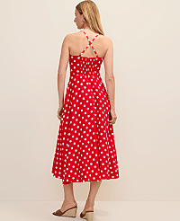 Petite Polka Dot Midi Dress in Linen Blend carousel Product Image 2