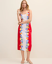 Petite Floral Sheath Dress in Linen Blend carousel Product Image 1