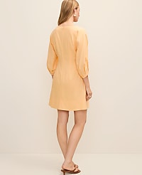 Pintucked Mini Dress in Linen Blend carousel Product Image 2