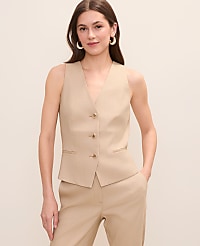 The Petite Cutaway Vest in Linen Blend carousel Product Image 3