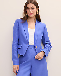 The Petite Modern Newbury Blazer in Linen Blend carousel Product Image 1